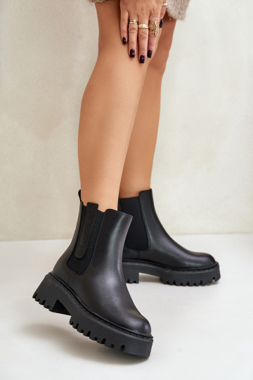 Botins de couro forrados e estilosos femininos Big Star OO274A386, cor preta 2