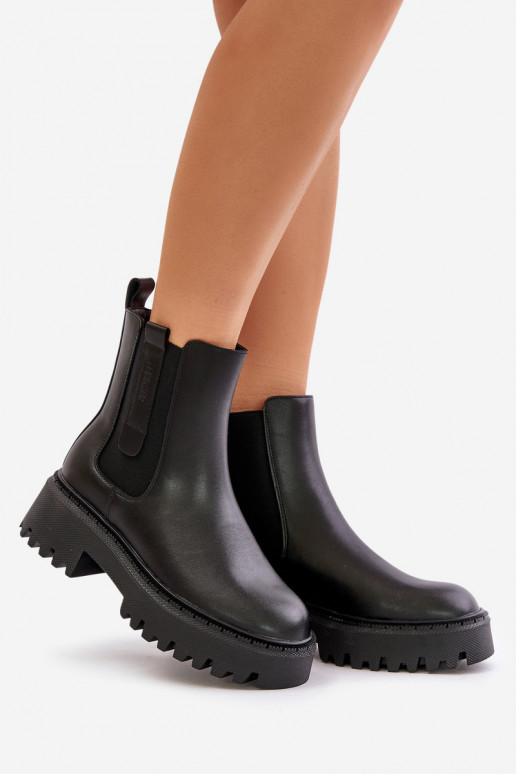 Pele aquecimento botas elegantes Feminino Big Star OO274A386 cor preta Pele aquecimento botas elegantes Feminino Big Star OO274A386 cor preta