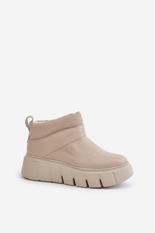 Zazoo 60470 Pele Botas com aquecimento de lã com uma plataforma cor de marfim