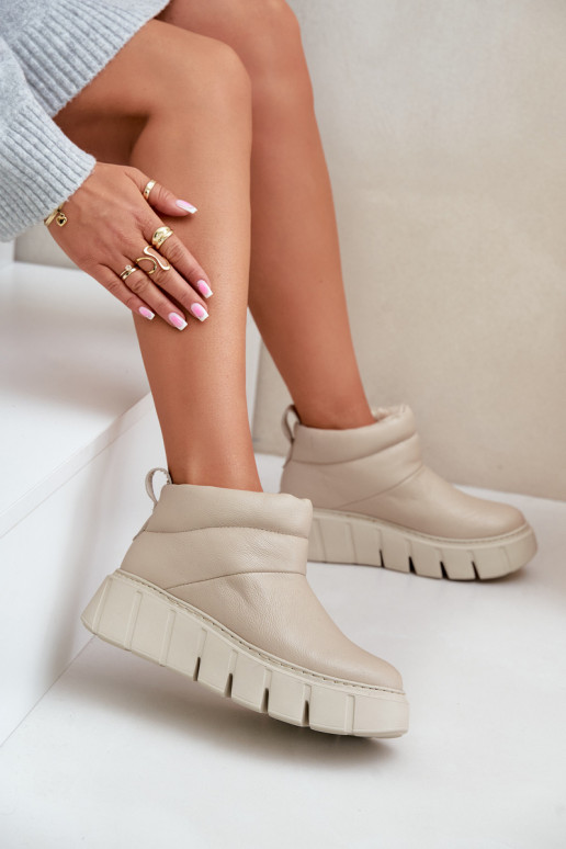 Zazoo 60470 Pele Botas com aquecimento de lã com uma plataforma cor de marfim