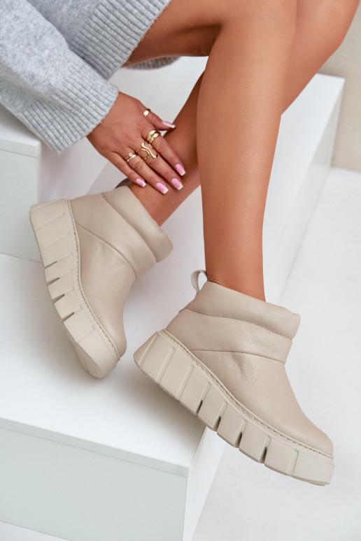 Zazoo 60470 Pele Botas com aquecimento de lã com uma plataforma cor de marfim