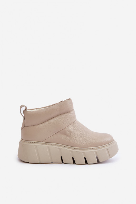 Zazoo 60470 Pele Botas com aquecimento de lã com uma plataforma cor de marfim