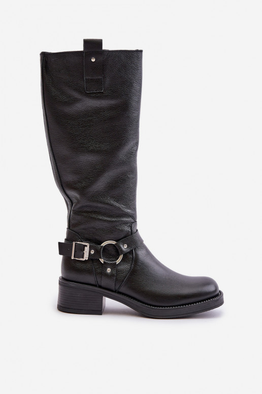 Zazoo 70141 Pele botas femininas Contra a estrada cor preta Zazoo 70141 Pele botas femininas Contra a estrada cor preta