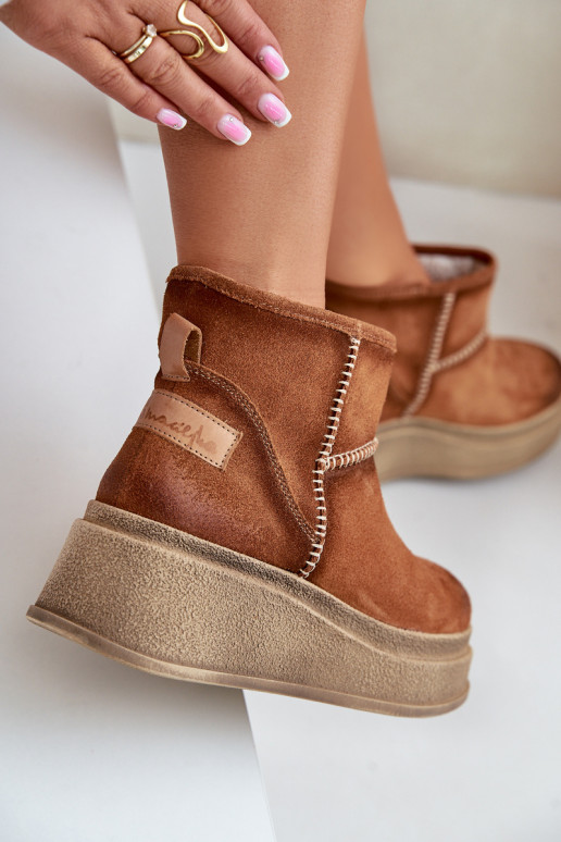 Pele de camurça Botas de neve Botas com uma plataforma I Koturnie Tem que serciejka 06769-29 cor marrom Pele de camurça Botas de neve Botas com uma plataforma I Koturnie Tem que serciejka 06769-29 cor marrom