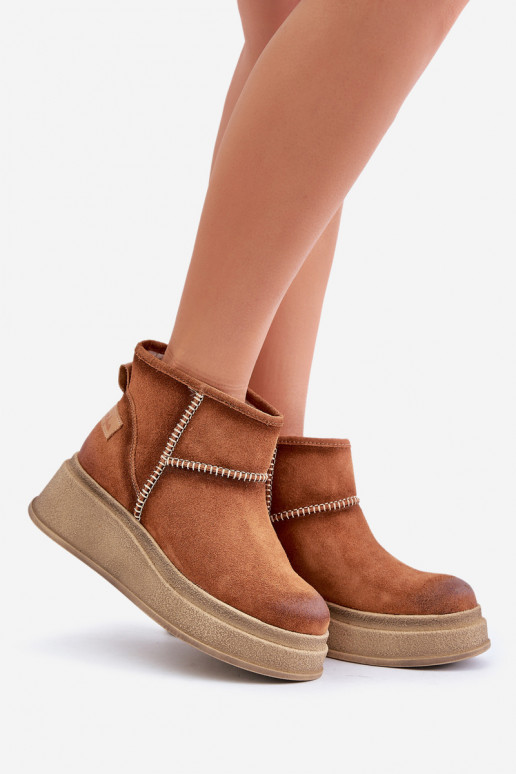 Pele de camurça Botas de neve Botas com uma plataforma I Koturnie Tem que serciejka 06769-29 cor marrom Pele de camurça Botas de neve Botas com uma plataforma I Koturnie Tem que serciejka 06769-29 cor marrom