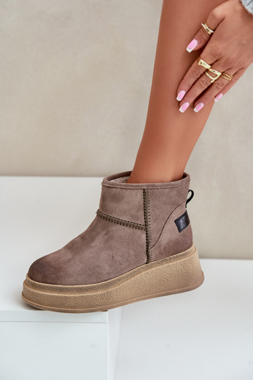 Pele de camurça Botas de neve Botas com uma plataforma I Koturnie Tem que serciejka 06769-02 marrom escuro Pele de camurça Botas de neve Botas com uma plataforma I Koturnie Tem que serciejka 06769-02 marrom escuro