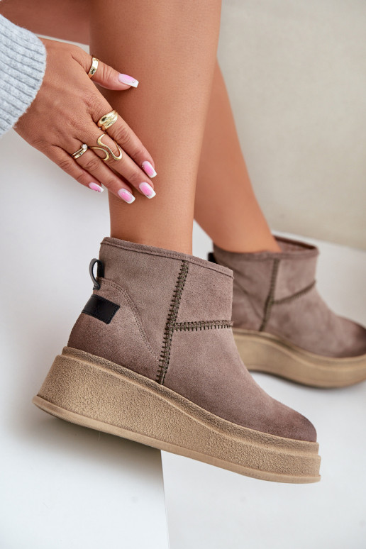 Pele de camurça Botas de neve Botas com uma plataforma I Koturnie Tem que serciejka 06769-02 marrom escuro Pele de camurça Botas de neve Botas com uma plataforma I Koturnie Tem que serciejka 06769-02 marrom escuro