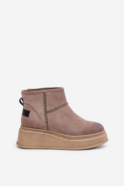 Pele de camurça Botas de neve Botas com uma plataforma I Koturnie Tem que serciejka 06769-02 marrom escuro Pele de camurça Botas de neve Botas com uma plataforma I Koturnie Tem que serciejka 06769-02 marrom escuro