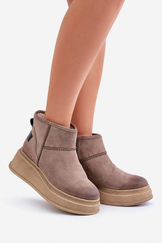 Pele de camurça Botas de neve Botas com uma plataforma I Koturnie Tem que serciejka 06769-02 marrom escuro Pele de camurça Botas de neve Botas com uma plataforma I Koturnie Tem que serciejka 06769-02 marrom escuro