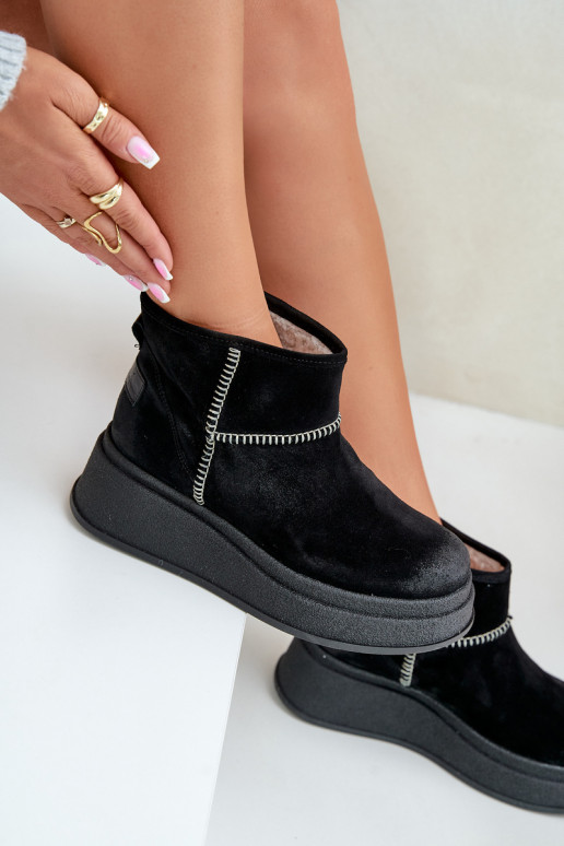 Pele de camurça Botas de neve Botas com uma plataforma I Koturnie Tem que serciejka 06769-01 cor preta Pele de camurça Botas de neve Botas com uma plataforma I Koturnie Tem que serciejka 06769-01 cor preta