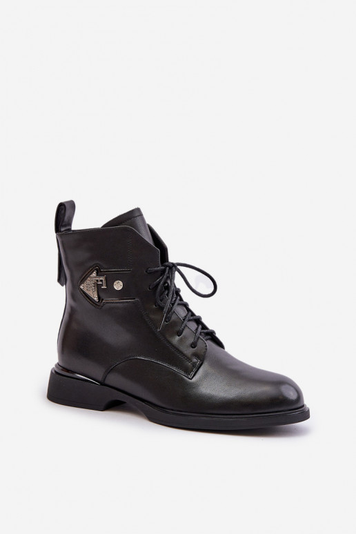 Pele Botas com salto largo com enfeites aquecimento Tem que serciejka N3115-01 cor preta Pele Botas com salto largo com enfeites aquecimento Tem que serciejka N3115-01 cor preta