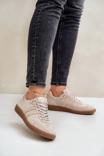 Zazoo N1068 de camurça Baixo À modalo de tênis Feminino bege