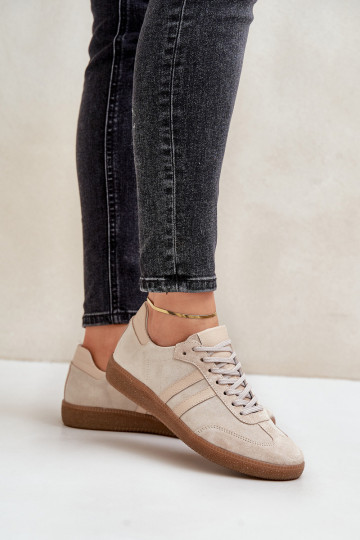 Zazoo N1068 de camurça Baixo À modalo de tênis Feminino bege 2