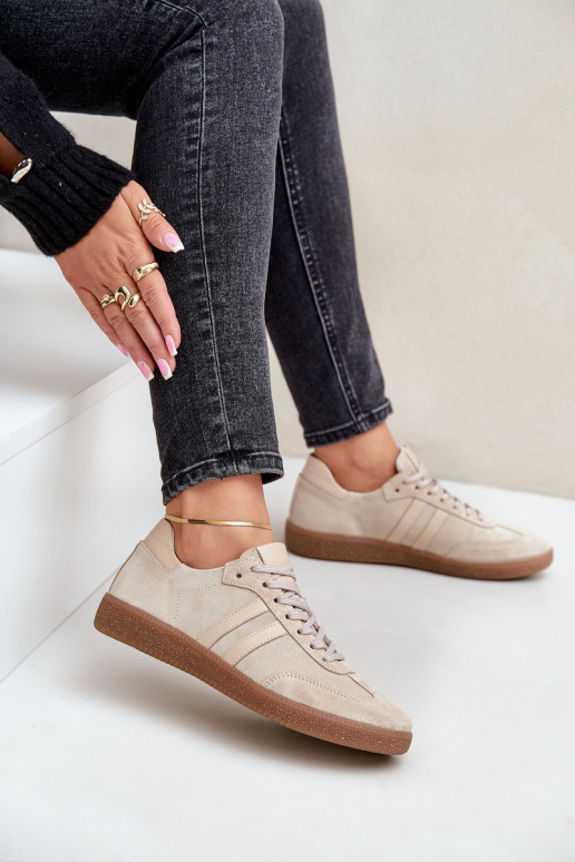 Zazoo N1068 de camurça Baixo À modalo de tênis Feminino bege Zazoo N1068 de camurça Baixo À modalo de tênis Feminino bege