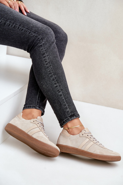 Zazoo N1068 de camurça Baixo À modalo de tênis Feminino bege Zazoo N1068 de camurça Baixo À modalo de tênis Feminino bege