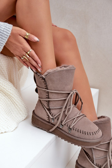 Botas de neve FemininoHabilitadoturalnego de camurçau D.Franklin DFSH375004 cor de argila