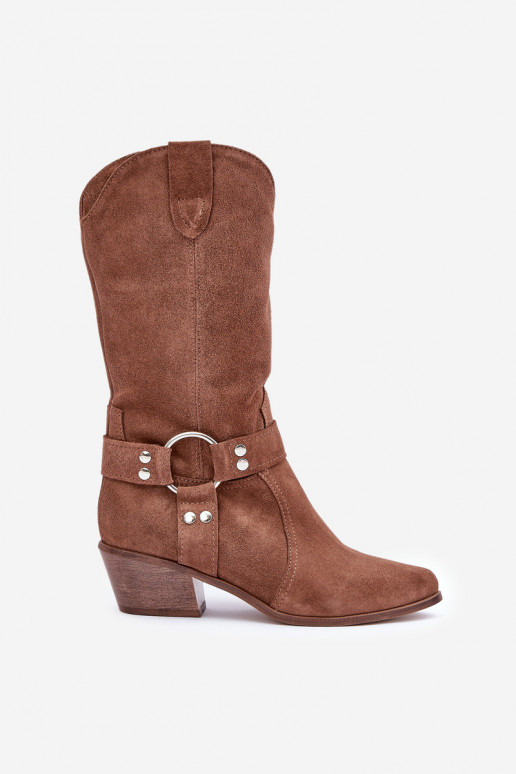 Zazoo 3669 de camurça botas estilo vaqueiro Feminino Meio da panturrilha cor marrom Zazoo 3669 de camurça botas estilo vaqueiro Feminino Meio da panturrilha cor marrom