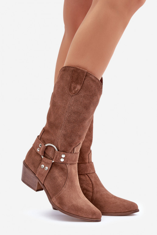 Zazoo 3669 de camurça botas estilo vaqueiro Feminino Meio da panturrilha cor marrom Zazoo 3669 de camurça botas estilo vaqueiro Feminino Meio da panturrilha cor marrom