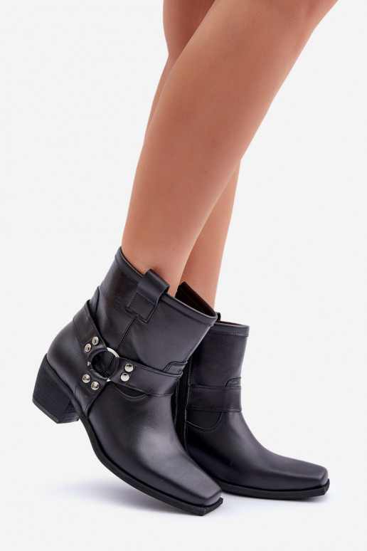 BotasHabilitadoturalnej Skóry com salto Zazoo 3444/2 cor preta BotasHabilitadoturalnej Skóry com salto Zazoo 3444/2 cor preta