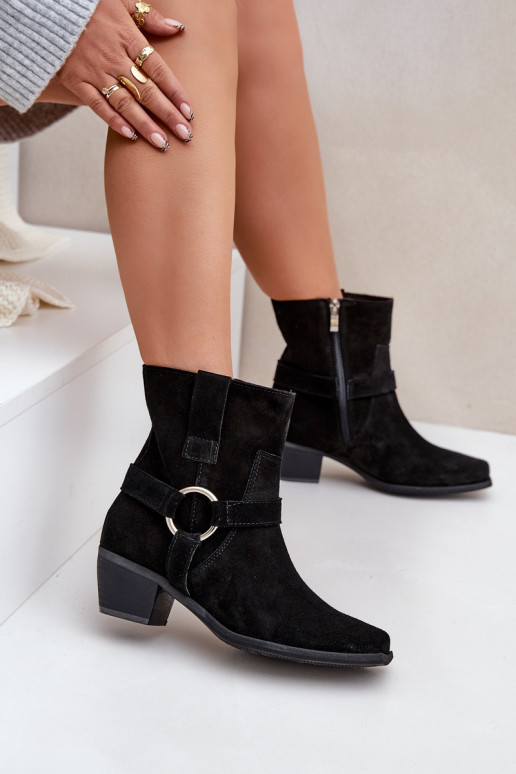 BotasHabilitadoturalnego de camurçau com salto Zazoo 3444/2 cor preta BotasHabilitadoturalnego de camurçau com salto Zazoo 3444/2 cor preta