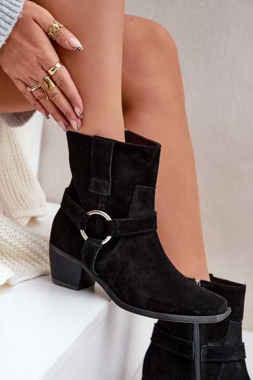 BotasHabilitadoturalnego de camurçau com salto Zazoo 3444/2 cor preta BotasHabilitadoturalnego de camurçau com salto Zazoo 3444/2 cor preta