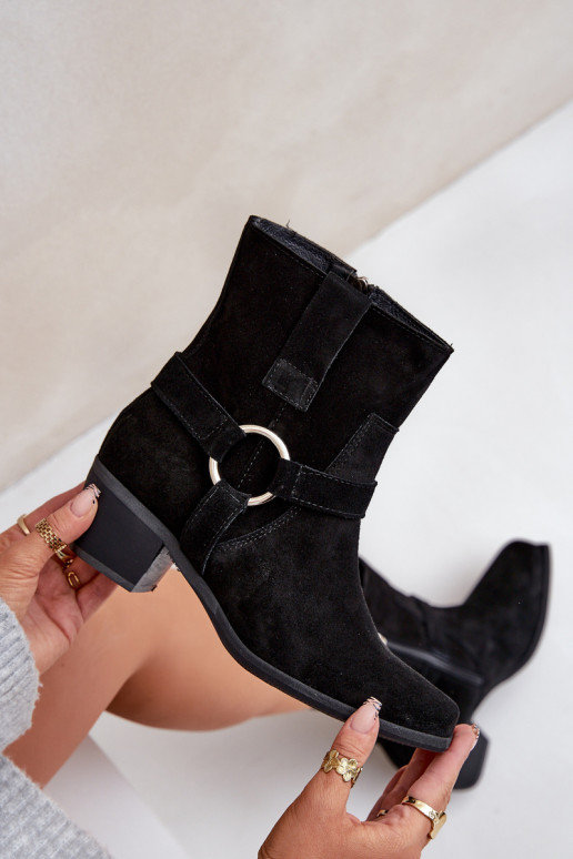 BotasHabilitadoturalnego de camurçau com salto Zazoo 3444/2 cor preta BotasHabilitadoturalnego de camurçau com salto Zazoo 3444/2 cor preta