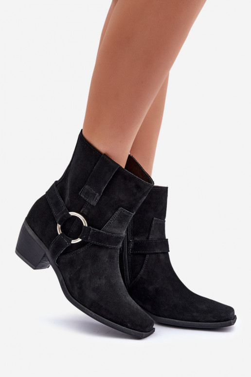 BotasHabilitadoturalnego de camurçau com salto Zazoo 3444/2 cor preta BotasHabilitadoturalnego de camurçau com salto Zazoo 3444/2 cor preta