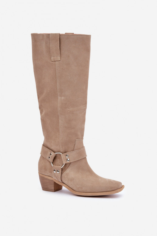 de camurça botas De salto baixo com uma bota Contra a estrada Zazoo 3444/O cor de marfim de camurça botas De salto baixo com uma bota Contra a estrada Zazoo 3444/O cor de marfim