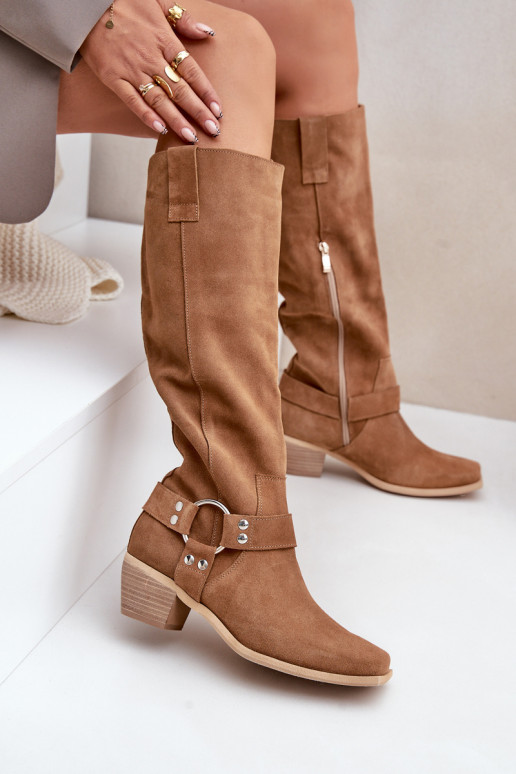 de camurça botas De salto baixo com uma bota Contra a estrada Zazoo 3444/O cor marrom de camurça botas De salto baixo com uma bota Contra a estrada Zazoo 3444/O cor marrom