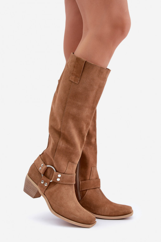 de camurça botas De salto baixo com uma bota Contra a estrada Zazoo 3444/O cor marrom de camurça botas De salto baixo com uma bota Contra a estrada Zazoo 3444/O cor marrom