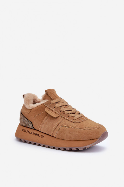 de camurça À modalo de tênis Feminino com um casaco de pele I Błyszczącym Elemento Big Star OO274578 Hi-Poly System cor marrom de camurça À modalo de tênis Feminino com um casaco de pele I Błyszczącym Elemento Big Star OO274578 Hi-Poly System cor marrom