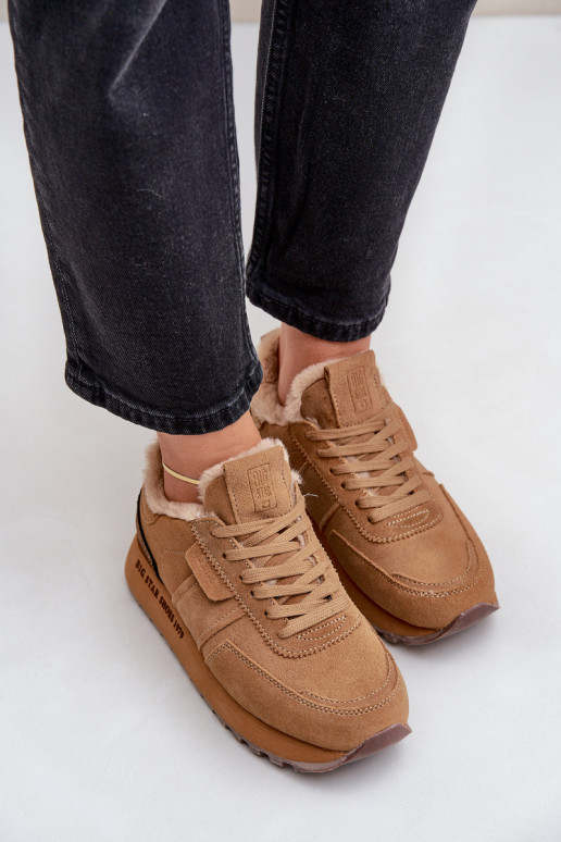 de camurça À modalo de tênis Feminino com um casaco de pele I Błyszczącym Elemento Big Star OO274578 Hi-Poly System cor marrom de camurça À modalo de tênis Feminino com um casaco de pele I Błyszczącym Elemento Big Star OO274578 Hi-Poly System cor marrom