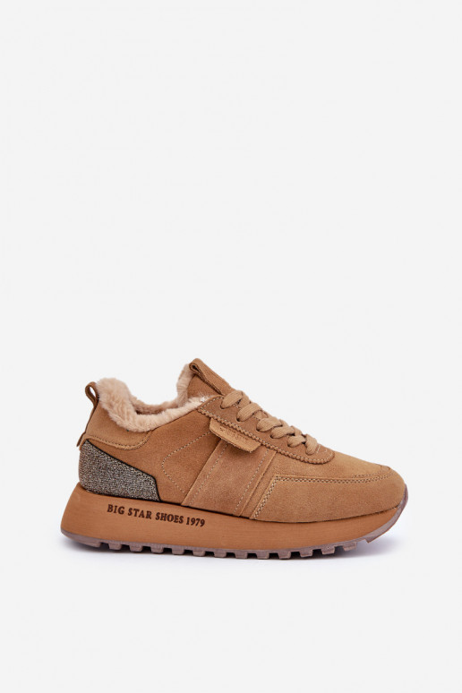 de camurça À modalo de tênis Feminino com um casaco de pele I Błyszczącym Elemento Big Star OO274578 Hi-Poly System cor marrom de camurça À modalo de tênis Feminino com um casaco de pele I Błyszczącym Elemento Big Star OO274578 Hi-Poly System cor marrom