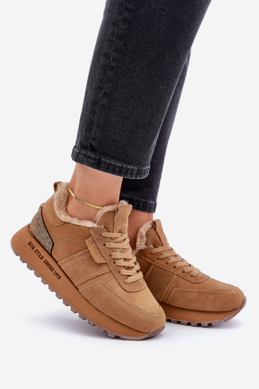 de camurça À modalo de tênis Feminino com um casaco de pele I Błyszczącym Elemento Big Star OO274578 Hi-Poly System cor marrom de camurça À modalo de tênis Feminino com um casaco de pele I Błyszczącym Elemento Big Star OO274578 Hi-Poly System cor marrom