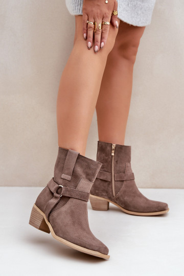 Botas de camurça de cano curto com saltos Zazoo 3444/2 na cor marrom 2
