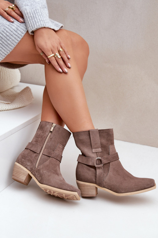 BotasHabilitadoturalnego de camurçau com salto Zazoo 3444/2 cor marrom BotasHabilitadoturalnego de camurçau com salto Zazoo 3444/2 cor marrom