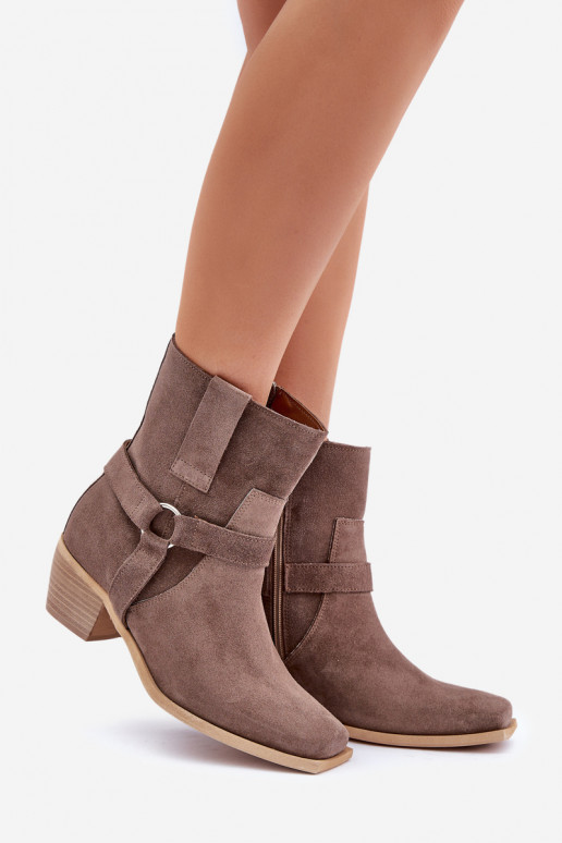 BotasHabilitadoturalnego de camurçau com salto Zazoo 3444/2 cor marrom BotasHabilitadoturalnego de camurçau com salto Zazoo 3444/2 cor marrom