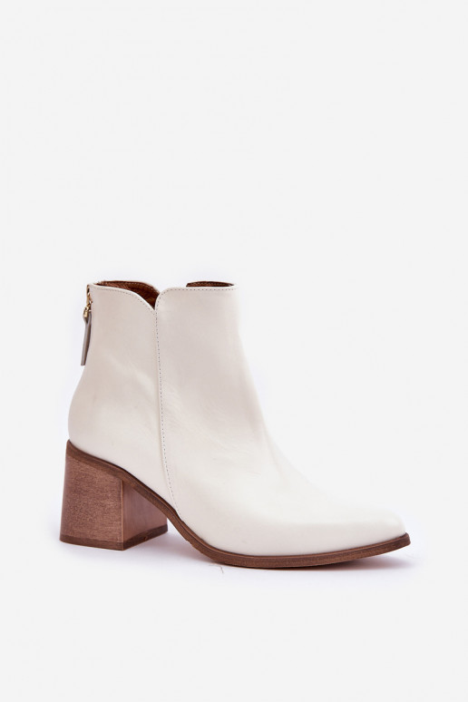 Botas com salto couro natural Zazoo 3673 cor branca Botas com salto couro natural Zazoo 3673 cor branca