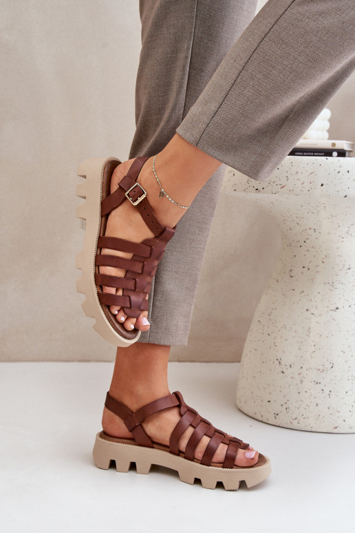 Sandálias femininas Feminino Zazoo 3695 cor marrom Sandálias femininas Feminino Zazoo 3695 cor marrom