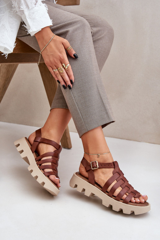 Sandálias femininas Feminino Zazoo 3695 cor marrom Sandálias femininas Feminino Zazoo 3695 cor marrom