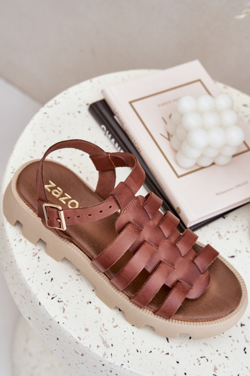 Sandálias femininas Feminino Zazoo 3695 cor marrom Sandálias femininas Feminino Zazoo 3695 cor marrom