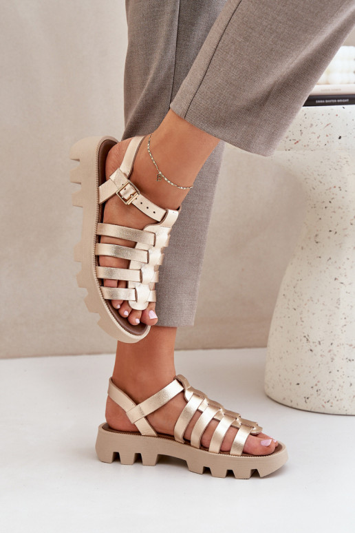 Sandálias femininas Feminino Zazoo 3695 cor dourada Sandálias femininas Feminino Zazoo 3695 cor dourada