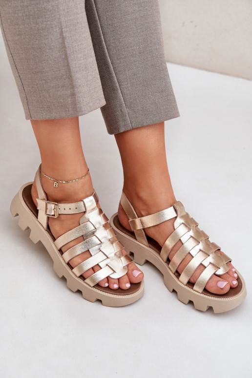 Sandálias femininas Feminino Zazoo 3695 cor dourada Sandálias femininas Feminino Zazoo 3695 cor dourada