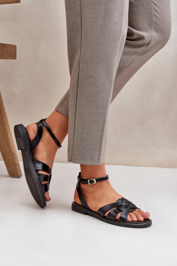 Sandálias femininas Feminino com salto largo Zazoo 3688 cor preta