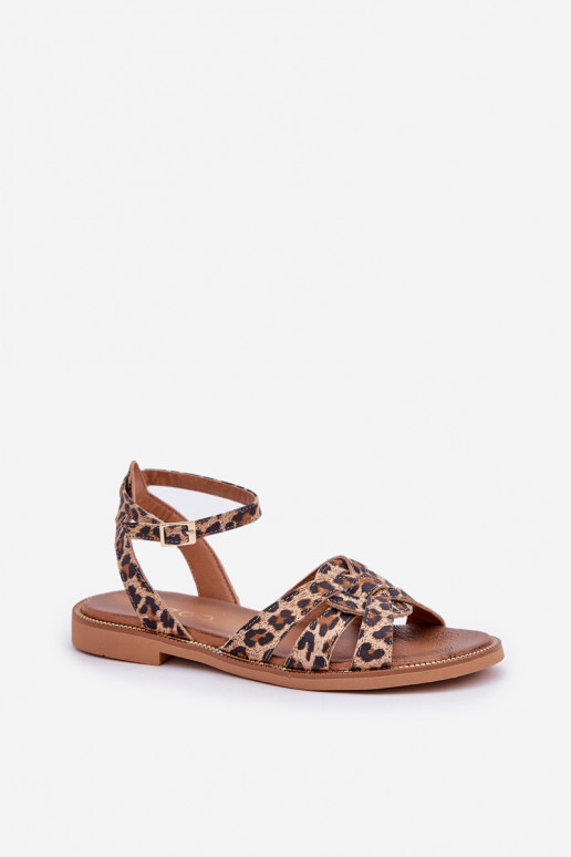 Sandálias femininas Feminino com salto largo com padrões de pele de leopardo Zazoo 3688 cor marrom Sandálias femininas Feminino com salto largo com padrões de pele de leopardo Zazoo 3688 cor marrom