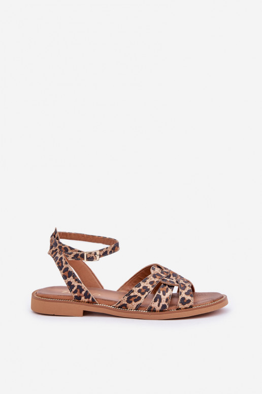 Sandálias femininas Feminino com salto largo com padrões de pele de leopardo Zazoo 3688 cor marrom Sandálias femininas Feminino com salto largo com padrões de pele de leopardo Zazoo 3688 cor marrom