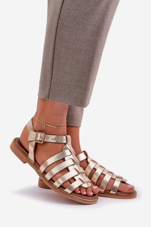 Sandálias femininas com salto largo Zazoo 3686 cor dourada Sandálias femininas com salto largo Zazoo 3686 cor dourada