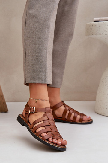 Sandálias femininas com salto largo Zazoo 3686 cor marrom