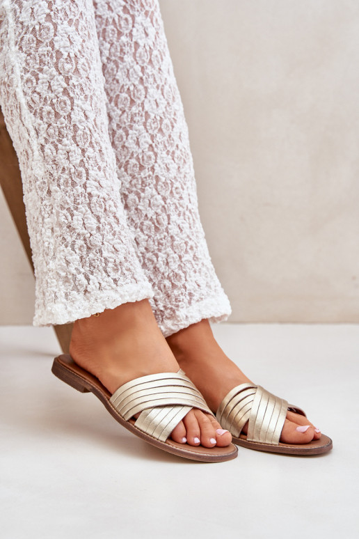 Pele Feminino Chinelos LeParaski Shoes 3682 cor dourada Pele Feminino Chinelos LeParaski Shoes 3682 cor dourada