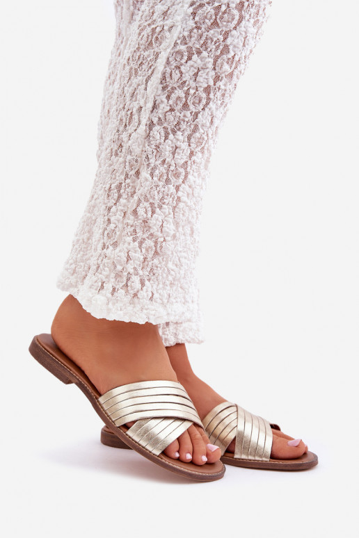 Pele Feminino Chinelos LeParaski Shoes 3682 cor dourada Pele Feminino Chinelos LeParaski Shoes 3682 cor dourada